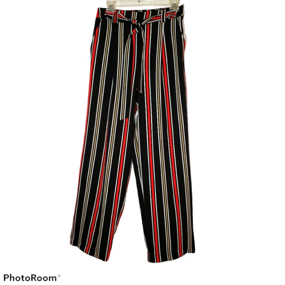 LA12ST women's small high-waisted palazzo pants featuring vertical colors.